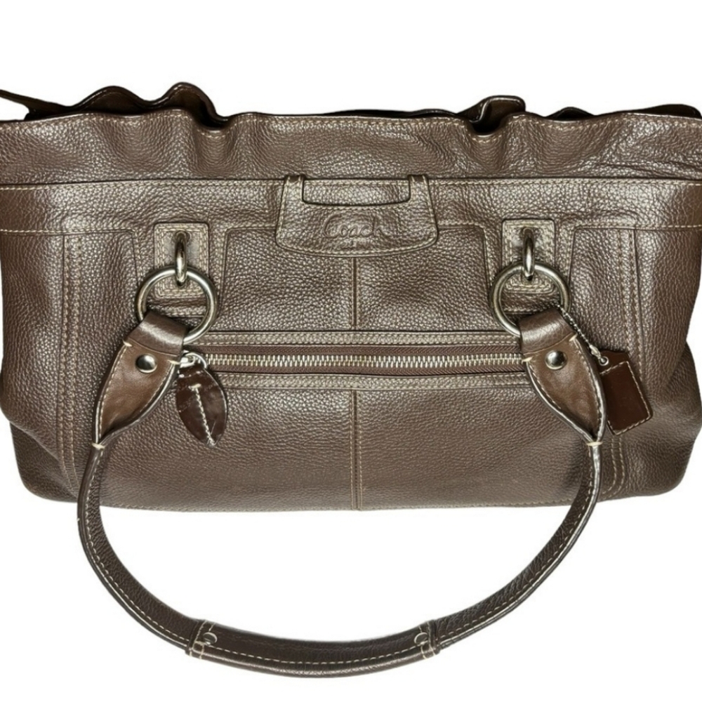 Coach Brown Leather/Purple Interior Shoulder Bag